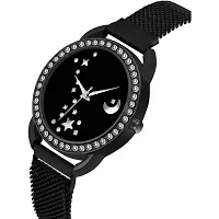 HD SALES Fashion Round Daimouns Desing Chand Black dial Black maganet Strap for Girl Wrist Watch-thumb3