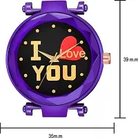 HD SALES Fashion I Love You Black Color Dial with Purple Maganet Strap for Girl Designer Fashion Wrist Analog Watch-thumb2