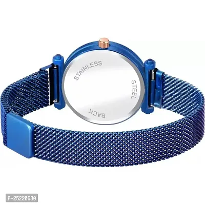 HD SALES Flower Desing Black dial Blue Maganet Strap for Girl Wrist Analog Watch-thumb3