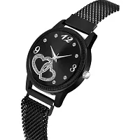 HD SALES Fashion Dual Heart Black Dial Black Maganet Strap for Girl Designer Fashion Wrist Analog Watch-thumb1