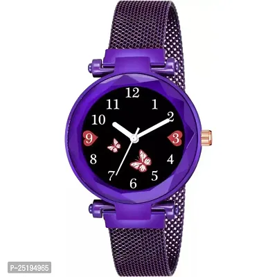 HD SALES Dual Batterfly Black Color Dial Magaet Strap Watch for Girls,Women Analog Watch