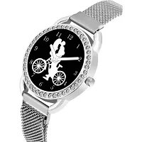 HD SALES New Cycle Black Dial Silver Maganet Strap Watch for Girl Analog Watch-thumb3