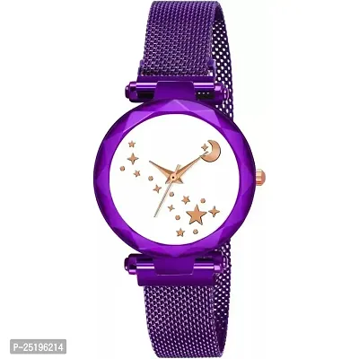 HD SALES White Star Dial Purple Megnet Belt Women Analog Watches