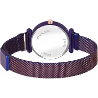 HD SALES Flower Desing Black dial Purple Maganet Strap for Girl Wrist Analog Watch-thumb1