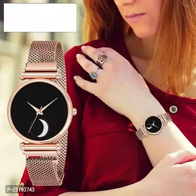 HD SALES Black Color Chand Dial Rose Gold Maganet Watch Analog Watch