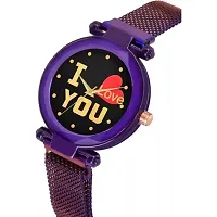 HD SALES Fashion I Love You Black Color Dial with Purple Maganet Strap for Girl Designer Fashion Wrist Analog Watch-thumb1