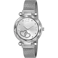 HD SALES Heart Dial Silver Magnetic Strap Fashion Lady Analog Watch for Girls and Women-thumb1