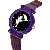 HD SALES Black Dial Couple Chhatari Designer Purple maganet Strap Watch for Girl Analog Watch-thumb1
