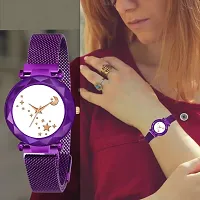 HD SALES White Star Dial Purple Megnet Belt Women Analog Watches-thumb1