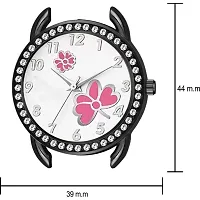 HD SALES Casual Analogue Unique Design Pink Flower Printed Dial with Black Maganet Strap Designer Fashion Wrist Analog Watch-thumb3