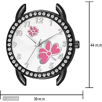 HD SALES Casual Analogue Unique Design Pink Flower Printed Dial with Black Maganet Strap Designer Fashion Wrist Analog Watch-thumb4