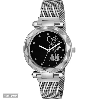 HD SALES Over Couple Dial Silver Luxury Mesh Magnet Buckle Watches for Girls-thumb0