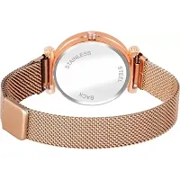 HD SALES Lover Couple Dial Rose Gold Luxury Mesh Magnet Buckle Watches for Girls-thumb3