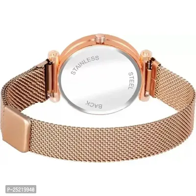 HD SALES Lover Couple Dial Rose Gold Luxury Mesh Magnet Buckle Watches for Girls-thumb4