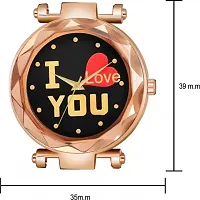 HD SALES I Love You Black Color Dial with Rose Gold Maganet Strap for Girl Designer Fashion Wrist Analog Watch-thumb2