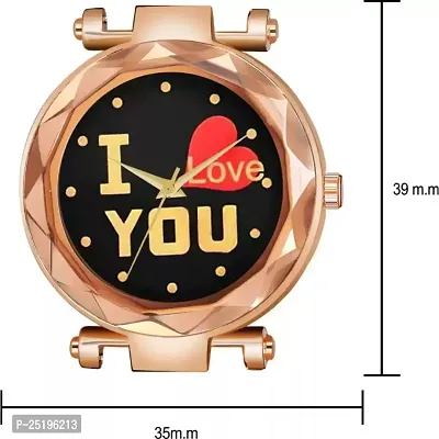 HD SALES I Love You Black Color Dial with Rose Gold Maganet Strap for Girl Designer Fashion Wrist Analog Watch-thumb3