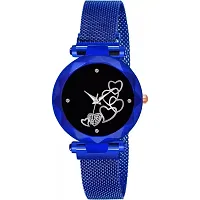 HD SALES Designer Heart Dial Black Blue Magnet Bult Girls and Women Wrist Watches-thumb1