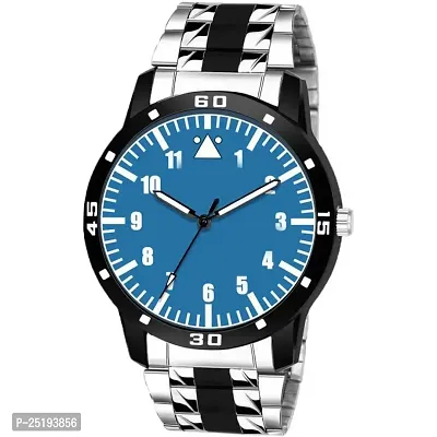 HD SALES Casual Analogue Sky Blue Dial Men's Metal Watch (Pack of-2) ST79