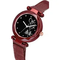 HD SALES RedLover Couple Dial Luxury Mesh Magnet Buckle Watches for Girls-thumb1
