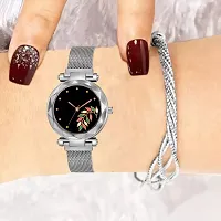 HD SALES New Silver Magnet Mesh Strap Lady Watch Quartz Wrist Watches-thumb1