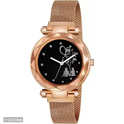 HD SALES Lover Couple Dial Rose Gold Luxury Mesh Magnet Buckle Watches for Girls-thumb0