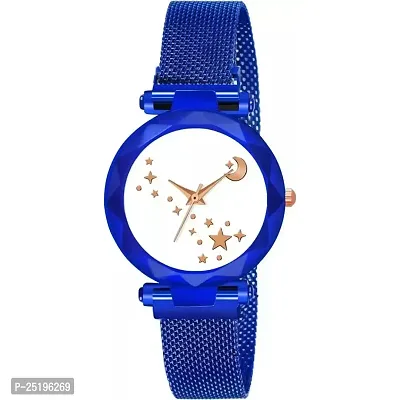 HD SALES White Star Dial Blue Megnet Belt Women Analog Watches