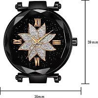 HD SALES Flower Desing Black dial Black Maganet Strap for Girl Wrist Analog Watch-thumb3