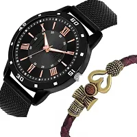 HD SALES DG-23-4-2003 Sports Cesh 1001 Black PU Strep Sports Watch with Trishul Bracelet Wear in Every Occasion Analog Watch Special Locks for Boys and Mens Sports Cesh 1001 Black Analog Watch-thumb2