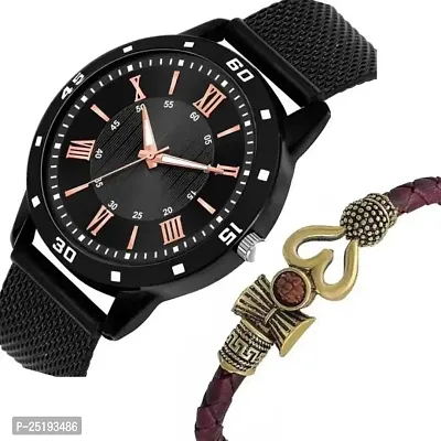 HD SALES DG-23-4-2003 Sports Cesh 1001 Black PU Strep Sports Watch with Trishul Bracelet Wear in Every Occasion Analog Watch Special Locks for Boys and Mens Sports Cesh 1001 Black Analog Watch-thumb3