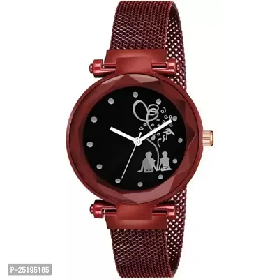 HD SALES RedLover Couple Dial Luxury Mesh Magnet Buckle Watches for Girls-thumb0