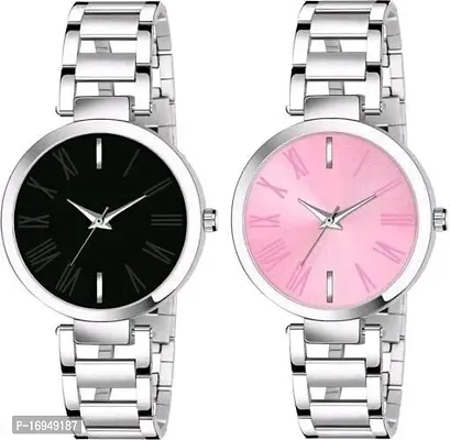 Stylish Silver Stainless Steel Analog Watches For Women-thumb0