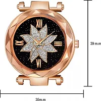 HD SALES Flower Desing Black dial Rose Gold Maganet Strap for Girl Wrist Analog Watch-thumb2