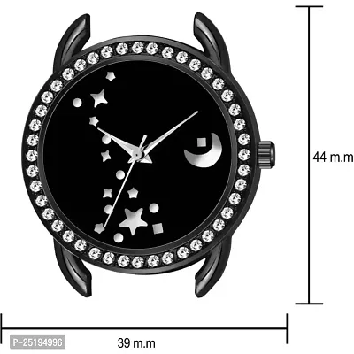 HD SALES Fashion Round Daimouns Desing Chand Black dial Black maganet Strap for Girl Wrist Watch-thumb2