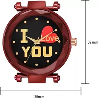 HD SALES Fashion I Love You Black Color Dial with Red Maganet Strap for Girl Designer Fashion Wrist Analog Watch-thumb3