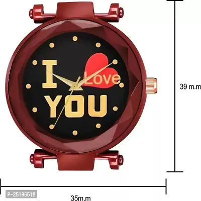 HD SALES Fashion I Love You Black Color Dial with Red Maganet Strap for Girl Designer Fashion Wrist Analog Watch-thumb4