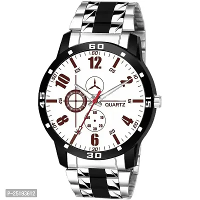 HD SALES Casual Analogue White Dial Men's Metal Watch (Pack of-3) ST70-thumb0