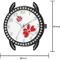 HD SALES Casual Analogue Unique Design Red Flower Printed Dial with Black Maganet Strap Designer Fashion Wrist Analog Watch-thumb1