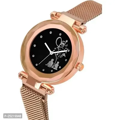 HD SALES Lover Couple Dial Rose Gold Luxury Mesh Magnet Buckle Watches for Girls-thumb2