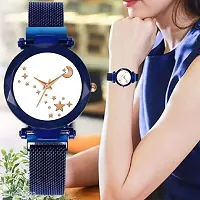 HD SALES White Star Dial Blue Megnet Belt Women Analog Watches-thumb1