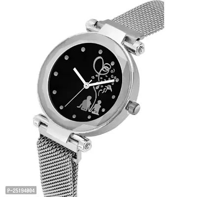 HD SALES Over Couple Dial Silver Luxury Mesh Magnet Buckle Watches for Girls-thumb2