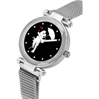 HD SALES Black Dial Couple Chhatari Designer Silver maganet Strap Watch for Girl Analog Watch-thumb1