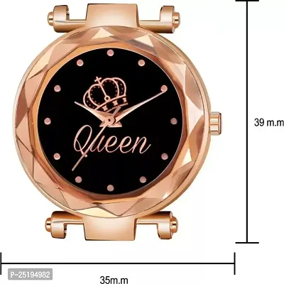 HD SALES New Queen Black Dial Rose Gold Maganet Strap Watch Analog Watch-thumb3