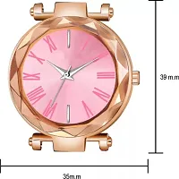 HD SALES Pink Color Roman Digit dial Rose Gold Maganet Strap Women Analog Watch-thumb3