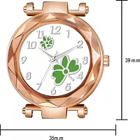 HD SALES Fashion Green Flower White Dial Rose Gold Case with Rose Gold Maganet Strap for Girl Analog Watch-thumb3