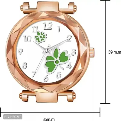 HD SALES Fashion Green Flower White Dial Rose Gold Case with Rose Gold Maganet Strap for Girl Analog Watch-thumb4