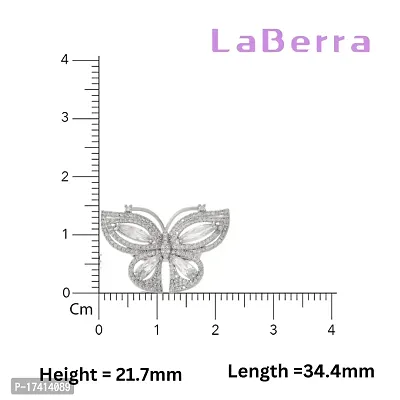 LaBerra Gold Plated ZirconiaSilver Butterfly Ring/Anguthi | Adjustable Size | Charm Ring For Women | Rings For Girls And Women-thumb4