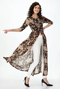 AERAMA Women Floral Printed A-Line Brown Maxi Summer Dress for Women-thumb4