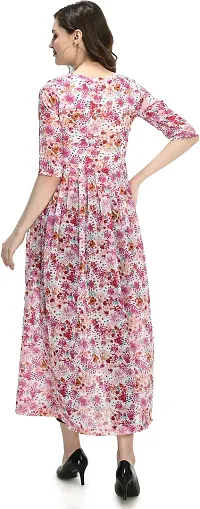 AERAMA Women Floral Printed A-Line Pink Maxi Summer Dress for Women-thumb1