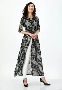 AERAMA Women Floral Printed A-Line Black Maxi Summer Dress for Women-thumb3