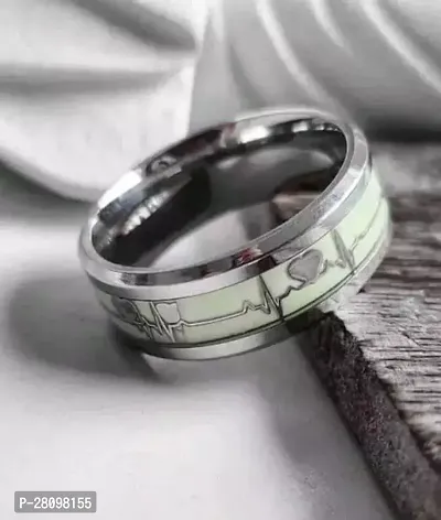Alluring Silver Stainless Steel Agate Artificial Stone Rings For Men